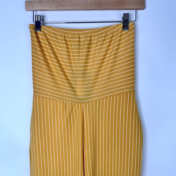 PrettyLittleThing Mustard PinStriped Bandeau Cropped Jumpsuit size 6 NWT - Picture 7 of 12